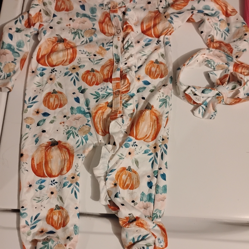 Pumpkin Print Kids Footie